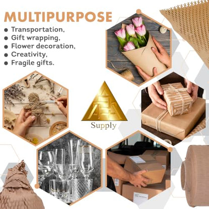 APQ Supply Honeycomb Packing Paper Brown, 15 Inch x 100 Feet, Eco Friendly Shipping Supplies for Small Businesses, Warehouses, and E-Commerce Fulfillment - style: Brown / Pack of 1