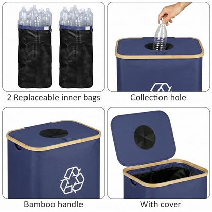 iEGrow 110L Recycling Bins for Kitchen,29Gal Recycle Bins with Lid,Blue - color: Blue, size: 29 Gallons - No Wheels