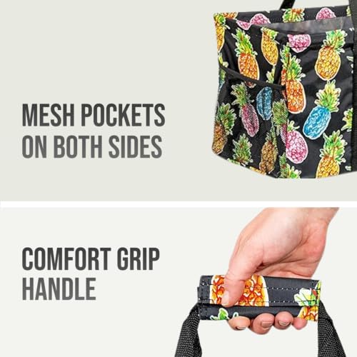 Extra Large Utility Tote Bag - Oversized Collapsible Beach Bag - Pineapple - color: Pineapple Black