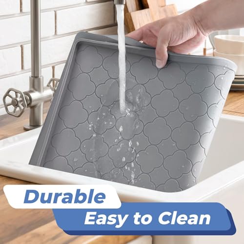 Jin&Bao Under Sink Mat 22" x 22" Waterproof Silicone Cabinet Kitchen Liner - color: Dark Gray, size: 22"w x 22"l