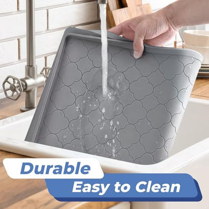 Jin&Bao Under Sink Mat 22" x 22" Waterproof Silicone Cabinet Kitchen Liner - color: Dark Gray, size: 22"w x 22"l
