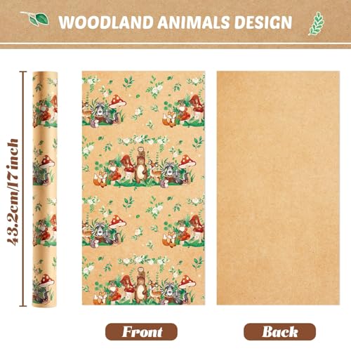 WERNNSAI Baby Shower Kraft Wrapping Paper - 33 ft Baby Shower Wrap Paper - color: Baby Animal-Garden