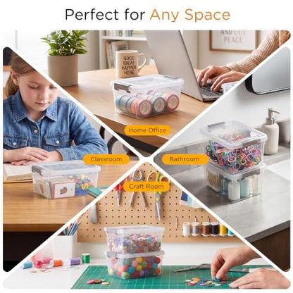 Citylife 10Packs 1.3Qt Small Storage Bins with Lids,Stackable Clear - color: Clear White, size: 1.3 QT(10 Pack)