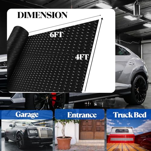 BESEA 4 x 6 FT Garage Floor Mat, Diamond Plate Rubber Flooring Roll - size: 6FT