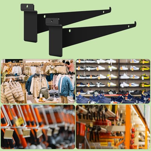 12 Pack Slat Wall Shelf Brackets with Lip, 14" Slatwall Shelf Bracket - size: 14inch-12pcs