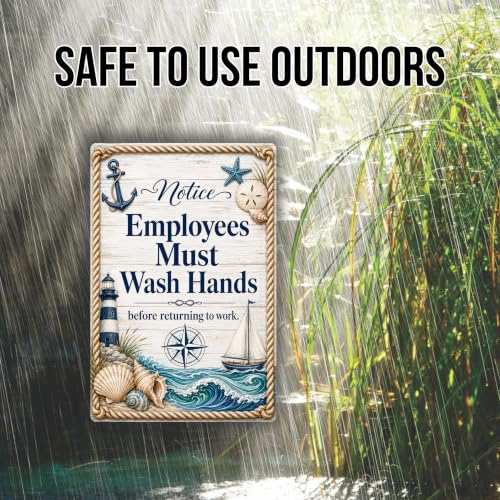 Employees Must Wash Hands Coastal Business Sign - style: Employees Must Wash Hands