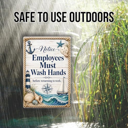 Employees Must Wash Hands Coastal Business Sign - style: Employees Must Wash Hands