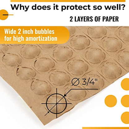IDL Packaging 12" x 100' Paper Bubble Cushioning Wrap - Earth-Friendly Alternative to Plastic Bubbles - 3/4" Bubble Size - Packing Material for Moving, Shipping, and Storing
