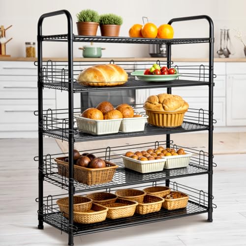 MorningRo 4 Pcs Black Chrome Wire Shelf Ledge, 14" L x 5" H - color: Black, size: 18" L X 4" H