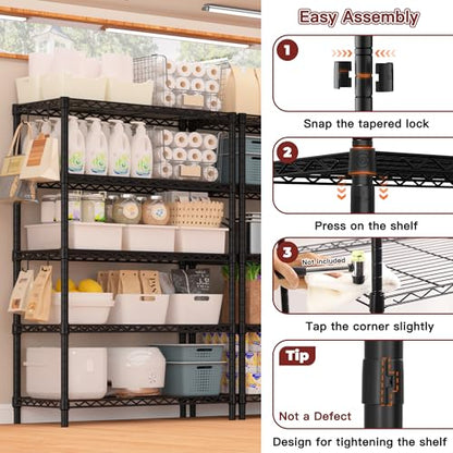 PrimeZone Wire Storage Shelves, 5-Tier Adjustable NSF Metal Shelving - size: 35.5"W x 14"D x 72"H