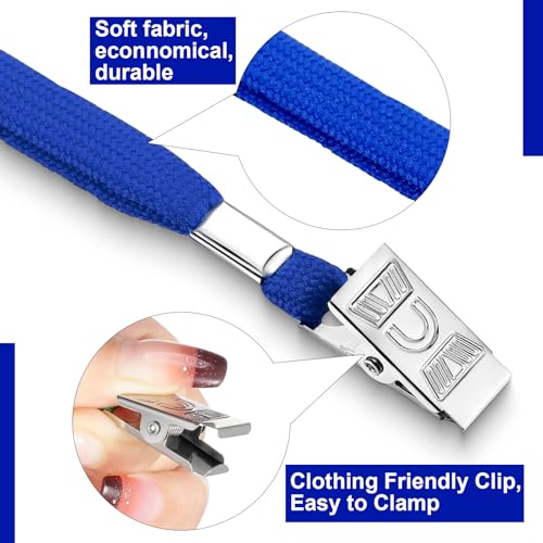 Marspark 200 Sets 4"x3" Name Badge Holder with Lanyard Bulk, Blue - color: Blue