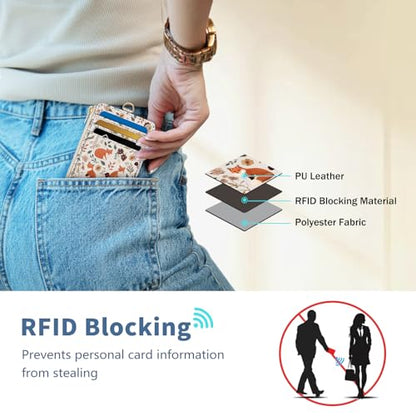 Foxes Lanyard Wallet with Id Badge Holder Keychain for Card Women - color: Foxes Flower