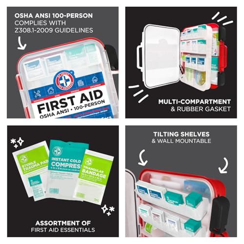 Be Smart Get Prepared 326 Pc OSHA ANSI First Aid Kit Hard Case 100 People