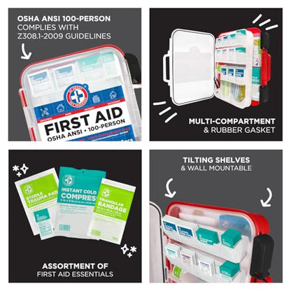 Be Smart Get Prepared 326 Pc OSHA ANSI First Aid Kit Hard Case 100 People