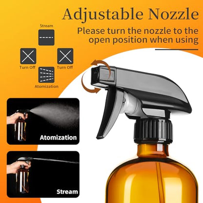 Vitreaux Amber Glass Spray Bottles 8oz,3 Pack Brown Glass Spray Bottles