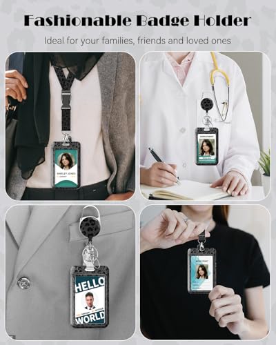 Uniclife Fashionable Sliding Badge Holder Black Leopard Print with Reel - color: Black Leopard Print-vertical