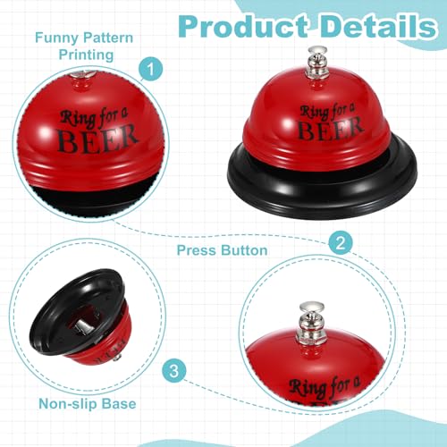 PATIKIL Desk Bell, 3.3" Service Call Bell Ringing, Beer, Red - color: Red(beer)