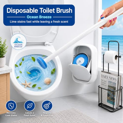 CiLoN Disposable Toilet Brush, Toilet Wand Cleaning System, Bowl Scrubber