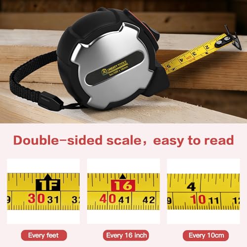 10FT Tape Measure, Small Retractable Measuring Tape, Mini Tape Measure with Metric/Inch, Dual Sided, Magnetic Hooks, Rubber + Stainless Steel Case, for Home, Construction & DIY (10ft) - size: 10ft