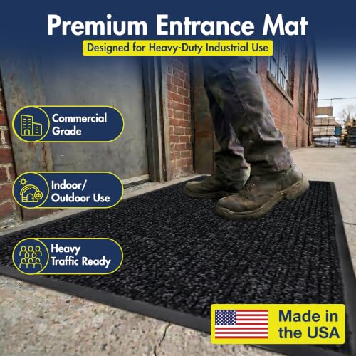 Notrax 109 Industrial Door Mat, 3' x 5' Charcoal, Made in the USA - color: Charcoal, size: 3' x 5' (Rectangular)