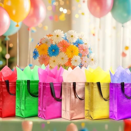 KeerxunBag 12 sets of colorful gift bags (with inner lining) - color: Mixed 6 colors