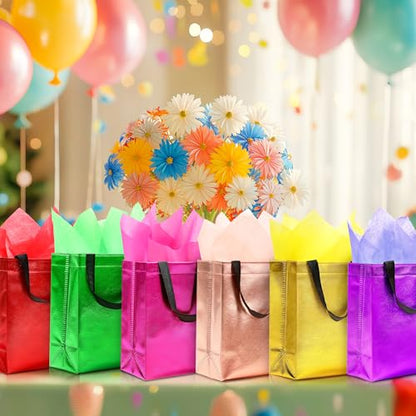 KeerxunBag 12 sets of colorful gift bags (with inner lining) - color: Mixed 6 colors