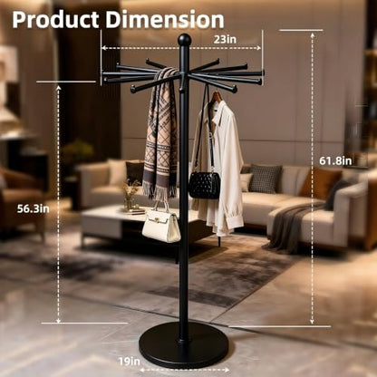 23-Inch Metal Rotating Purse & Scarf Display Rack,Black - color: Black