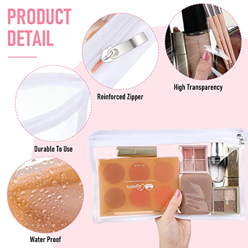 Outus 8 Pcs Clear Zipper Pencil Pouches PVC Makeup Pouch Envelopes Folder - color: White Edging, size: 11.5 x 7 Inches