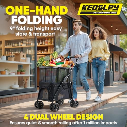 2-in-1 Folding Shopping Cart & Pet Stroller 99 LB Grocery Cart - style: 99LB