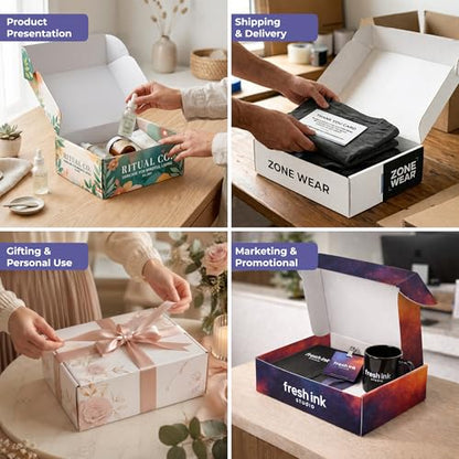 Personalized Mailer Box, Add Logo or Text, 11.25" x 9" x 3", 12 Pack, White Cardboard Gift Box, Medium Corrugated, Shipping Boxes for Small Business, Custom Packaging, Subscription Box - size: 11.25" x 9" x 3"