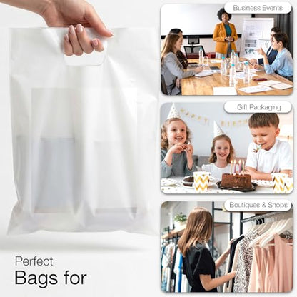 Choice Marts 100 White Plastic Bags With Handles 12x15 Merchandise Bags - color: White