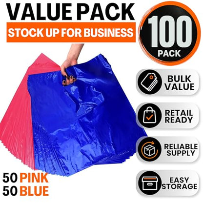 16x18 Large Plastic Shopping Bags for Small Business with Handles