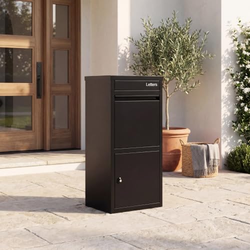 COSTWAY Large Outdoor Package Delivery Box with Anti-Theft Design - size: 16" x 15" x 40"