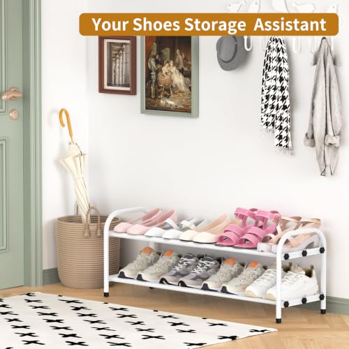 Hleelomi 2-Tier Metal Expandable Shoe Rack for Closet and Entryway, White - color: White, size: 2-Tier