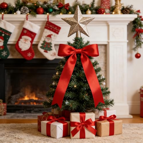 TONIFUL 100 Yard Red Satin Ribbon 1-1/2 Inch for Christmas Gift Wrapping - color: Red, size: 1-1/2 in x 100 yds