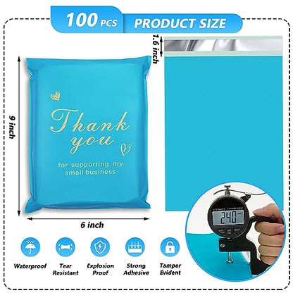 Thank You Poly Mailer 6x9 Inch 100 Pcs, Blue - color: Blue, size: 6x9 Inch 100 pcs