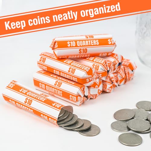 THEBLUETOUCH 100 pcs White Kraft Flat Coin Wrappers for Quarters - size: 100 Quarter Only