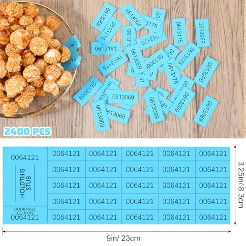 Kosiz 2400 Sheets Raffle Ticket Sheets Blue Chinese Raffle Tickets 25 Bid