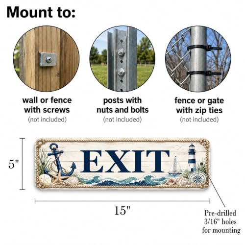 Exit Coastal Business Sign — Metal Door & Wayfinding Sign for stores - style: EXIT