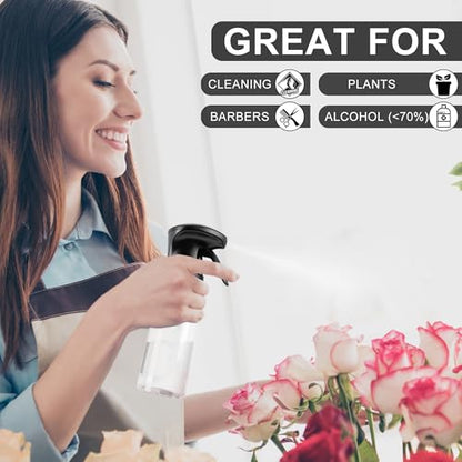 Spray Bottle for Hair – 2 Pack 200ml/6.8oz Fine Mist Water Spritzer, Refillable Empty Plastic Bottles for Hairstyling, Plants, Cleaning, Skin Care & Multi-Purpose Use