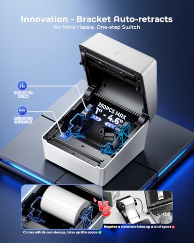 Phomemo Thermal Label Printer with Touchable Screen, 4x6 Bluetooth Shipping Label Printer with Built-in Label Holder, D420D White Thermal Printers for Small Business, Compatible with USPS, Tiktok - color: White