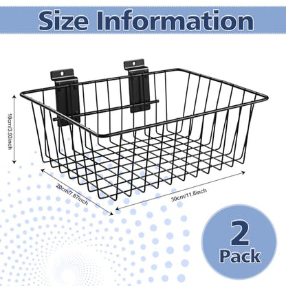 Polmart Slatwall Basket, Black (11¾" x 7⅞", 2-Pack)