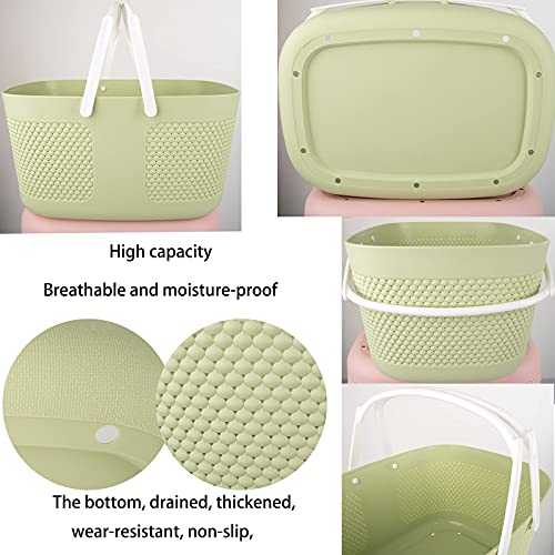 rejomiik Portable Plastic Shower Caddy Basket Organizer with Handles, Green - color: Green