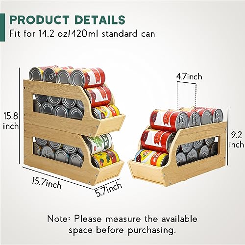 Yumkfoi Bamboo Can Organizers and Storage for Pantry(2 Pack), Stackable - style: For 26 cans in set of two