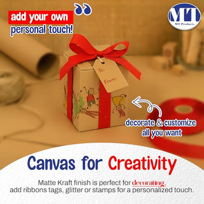 MT Products Tuck Top Kraft Paperboard Gift Box 3" x 3" x 4" - Gift Boxes with Lids - Pack of 30 - style: 3 x 3 x 4