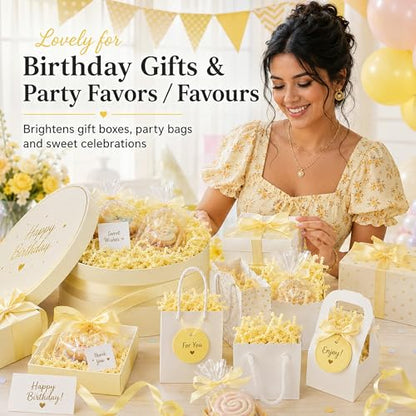 STRBOXONG Light Yellow Crinkle Paper Filler 1 LB, Recyclable Crinkle Cut Paper Shred for Easter Baskets, Spring Gift Boxes, Baby Shower Favors, Party Supplies, DIY Crafts and Gift Packaging - color: Light Yellow