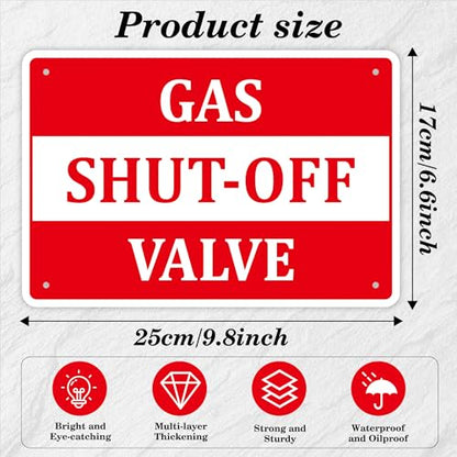 Gas Shut Off Valve Sign, 9.8X6.7IN Notice Gas Shut Off Warning Sticker - color: Gas Shut Off Valve 508