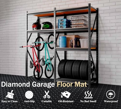 StellarStar 4x20 FT Garage Floor Mat, 2.8mm Thickened PVC Diamond Plate - color: Black, size: 4x20 FT
