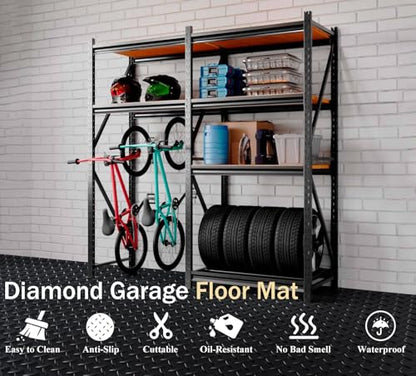 StellarStar 4x20 FT Garage Floor Mat, 2.8mm Thickened PVC Diamond Plate - color: Black, size: 4x20 FT