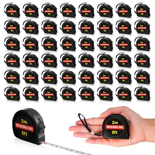 Copkim 50 Pcs 6 ft Mini Tape Measure Retractable Bulk,Black - color: Black